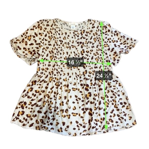 Urban Romantics Animal Print Smocked Flutter Sleeve Top Sz L - Picture 5 of 6